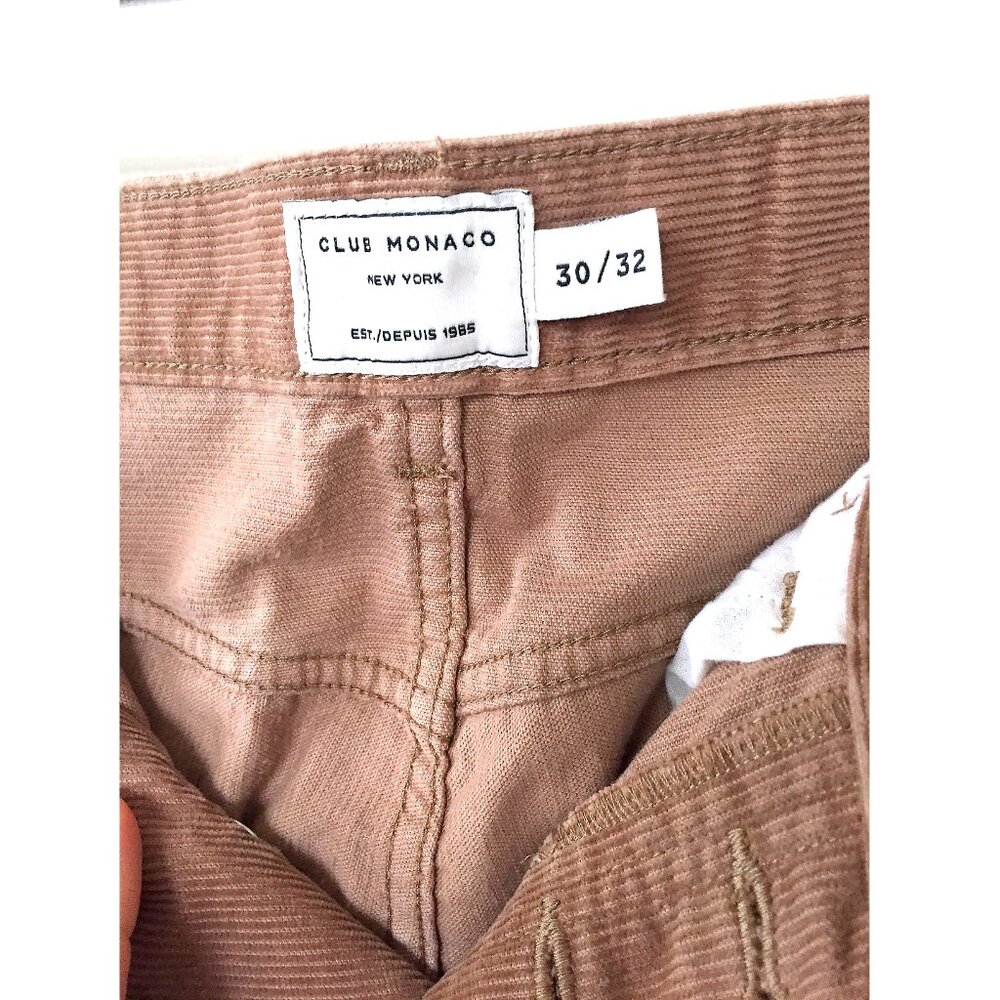 Club Monaco Pants Mens 30x32 Brown Chino Corduroy Button Fly Straight Leg - Picture 3 of 9